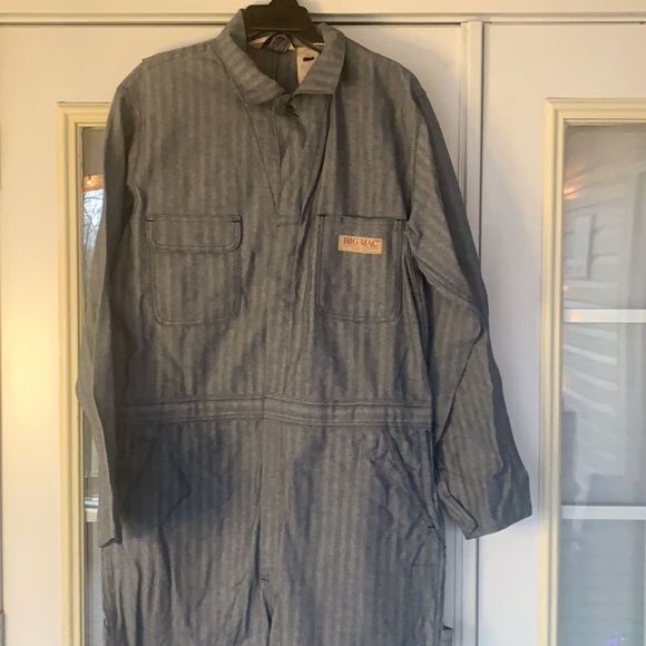 Vintage Big Mac Gray Blue Long Sleeve Coveralls 44 Tall New - Picture 2 of 4